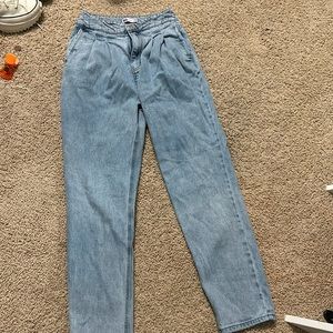Straight blue mom jeans